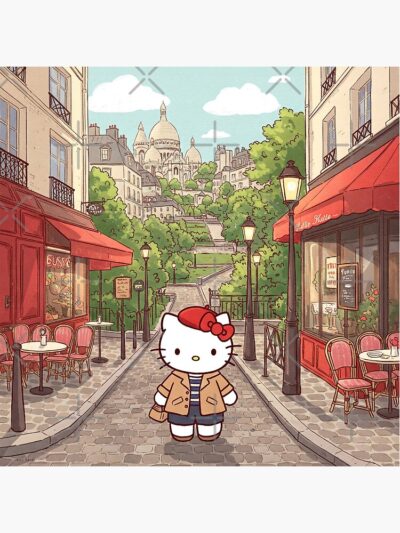 Alternative view of Hello Kitty In Paris At Montmartre Tapestry