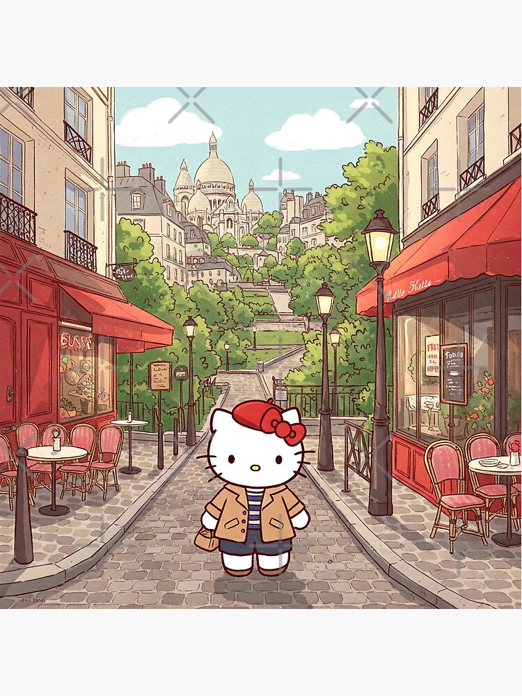 Hello Kitty In Paris At Montmartre Tapestry - Image 2