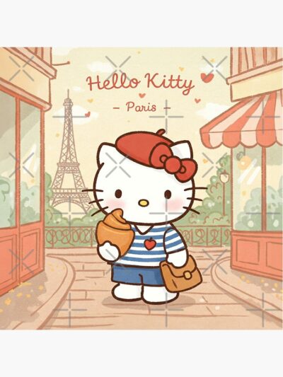 Alternative view of Hello Kitty In Paris Beret And Croissant Tapestry