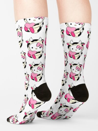 Alternative view of Cute Cow Kitty Cartoon Socks
