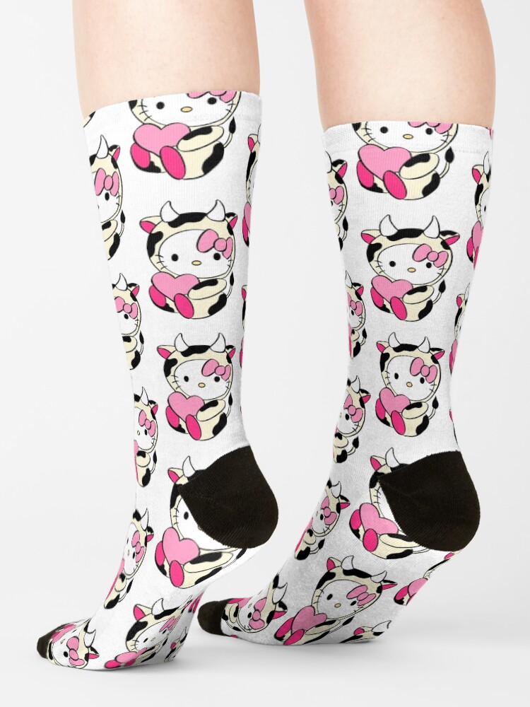 Cute Cow Kitty Cartoon Socks - Image 2
