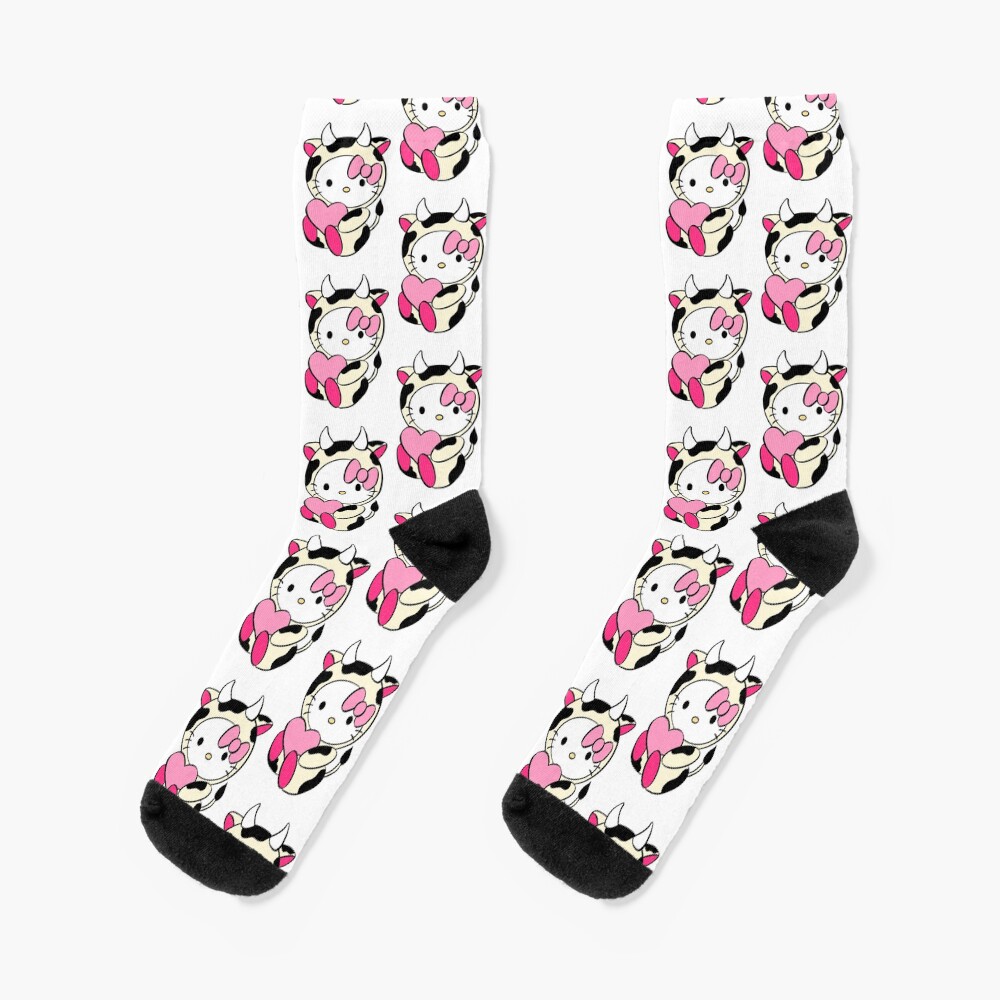 Cute Cow Kitty Cartoon Socks